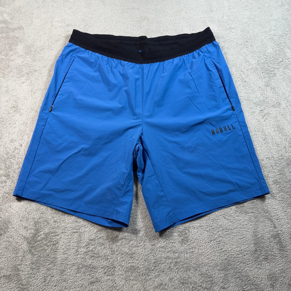 NOBULL Training Shorts Mens Large Blue Zipper Pockets Athletic Gym Workout